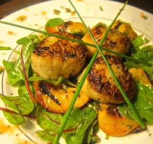 Scallop Salad with Grilled Peaches