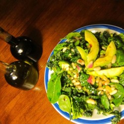 Mixed Greens with Avocado, White Beans, and Watermelon Radish