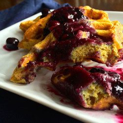 Whole Grain Waffles with Blueberry Maple Syrup