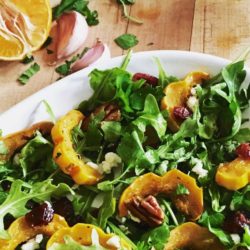 Roasted Delicata Squash Salad with Cranberries, Pecans, and Orange-Tarragon Vinaigrette (Recipe)